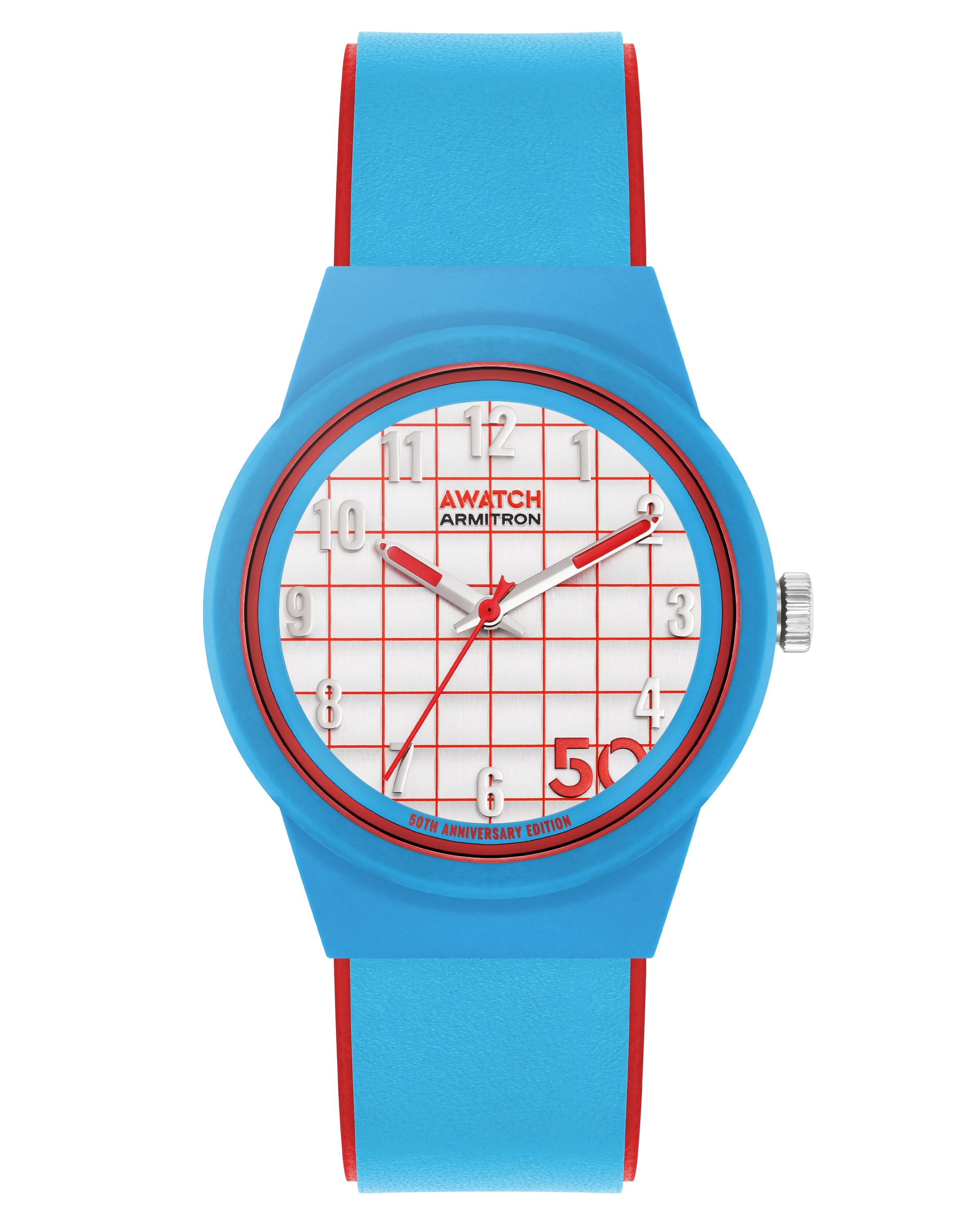 A-Watchâ„¢ | 35.5mm, Light Blue with Red-Men-Armitron