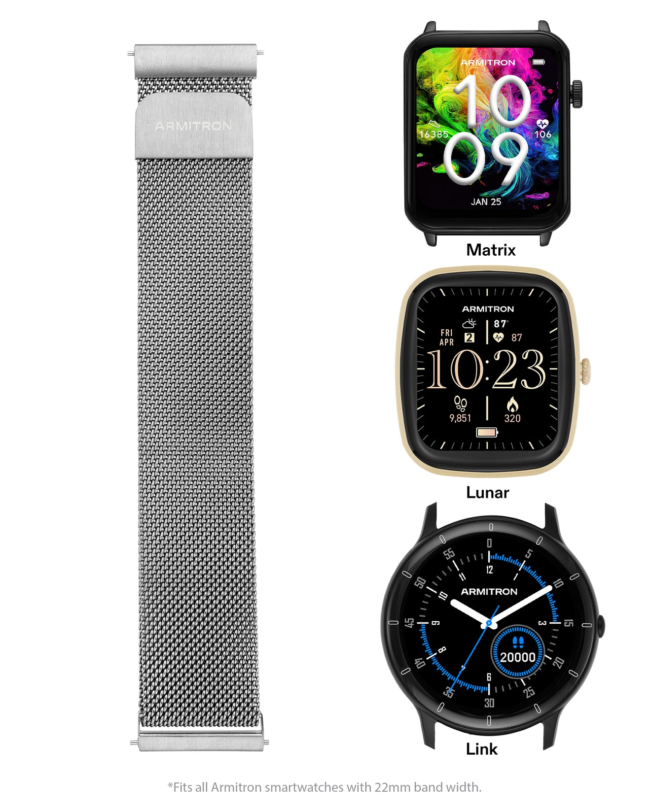 Mesh Armitron Connect Band™ | 22mm-Smart-Armitron