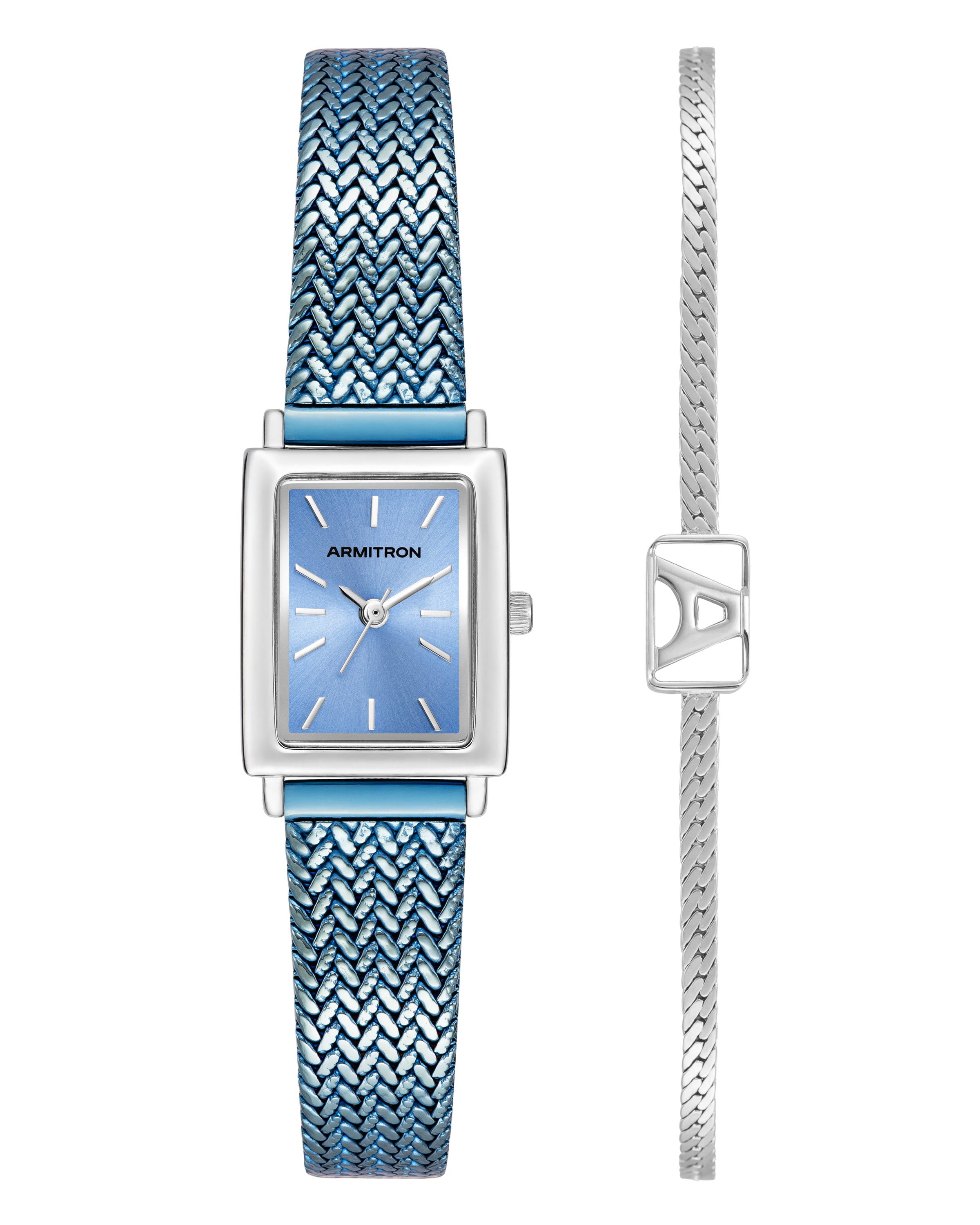Athena Watch & Bracelet Setâ„¢ | 18mm, Blue Sunray, Silver-Women-Armitron