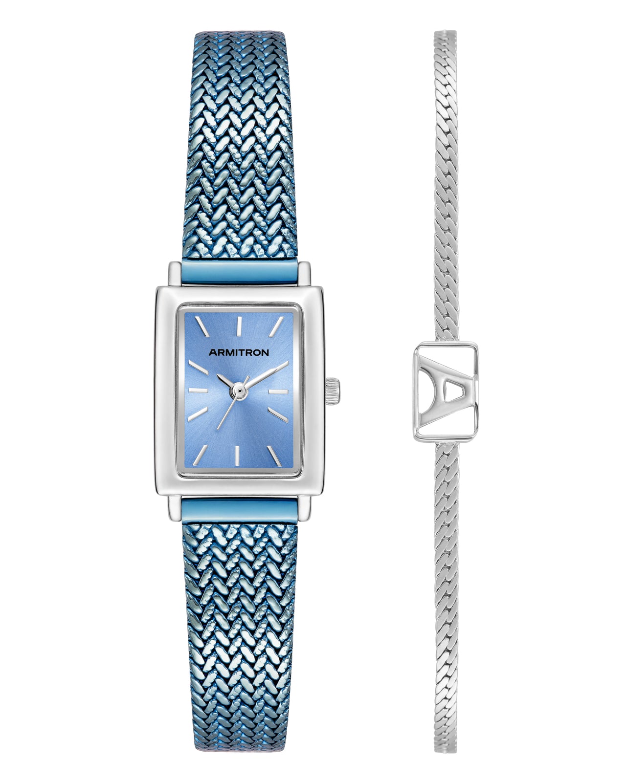 Athena Watch & Bracelet Setâ„¢ | 18mm, Blue Sunray, Silver-Women-Armitron