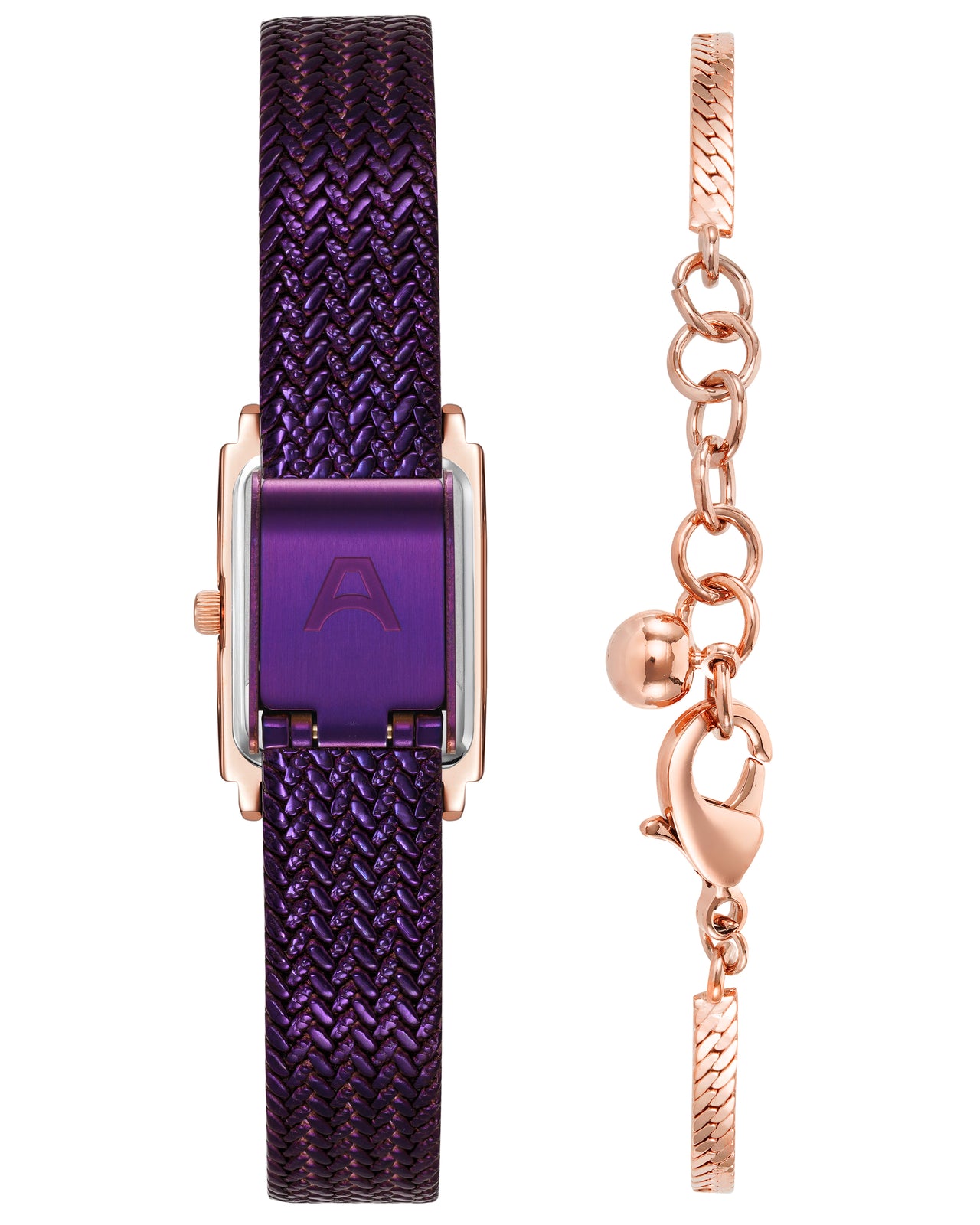 Athena Watch & Bracelet Setâ„¢ | 18mm, Plum, Gold-Women-Armitron