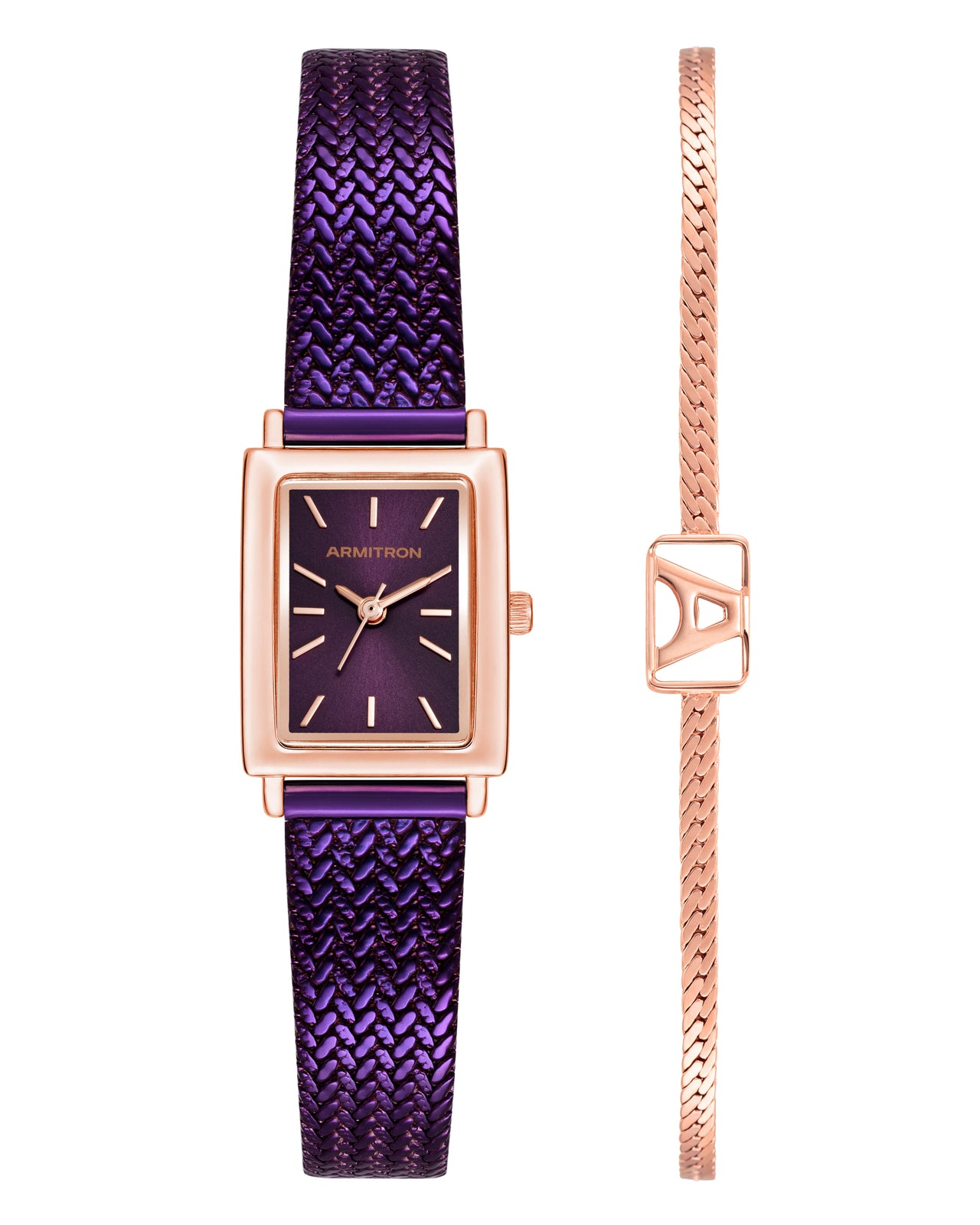 Athena Watch & Bracelet Setâ„¢ | 18mm, Plum, Gold-Women-Armitron