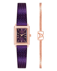 Thumbnail for Athena Watch & Bracelet Setâ„¢ | 18mm, Plum, Gold-Women-Armitron