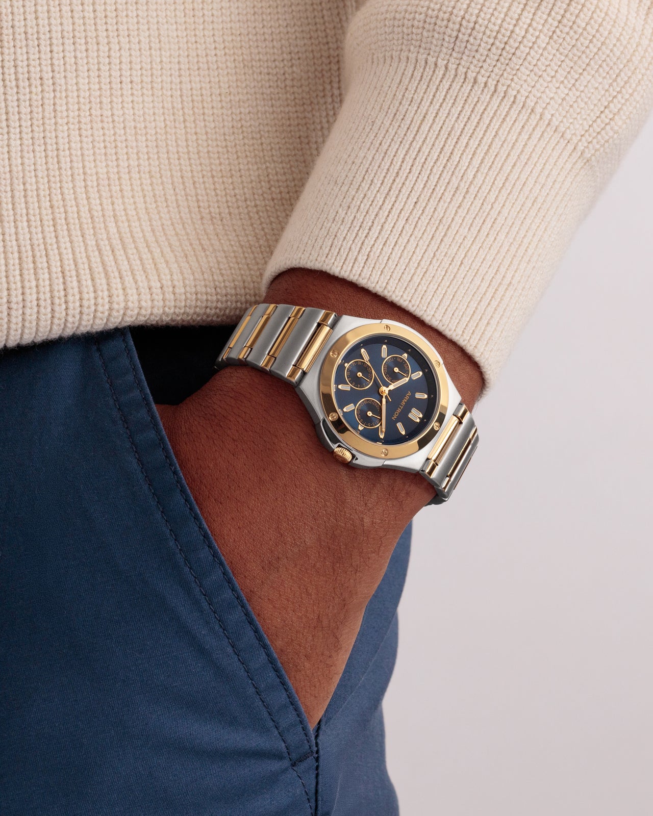 Parker™ | 38mm, Two-Tone Gold & Silver/Navy-Men-Armitron