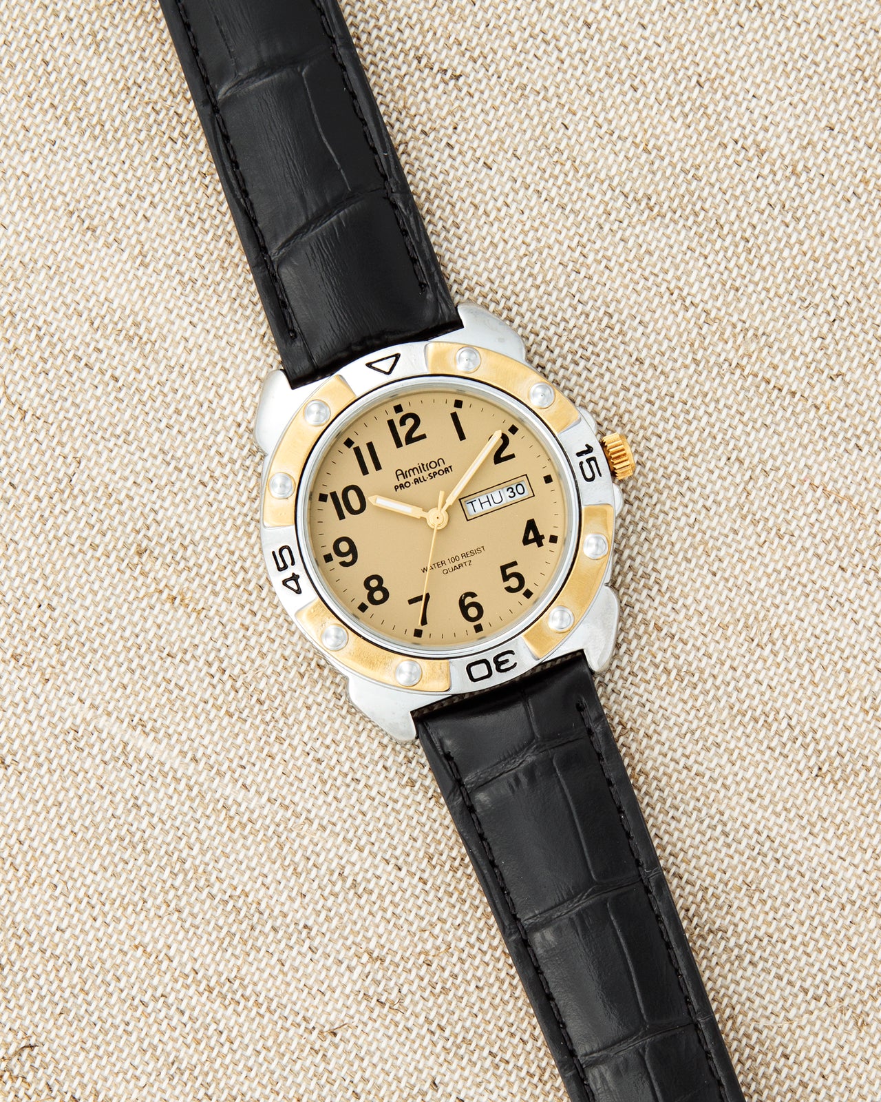 Vintage2985™ | Two-Tone Black Leather-Men-Armitron