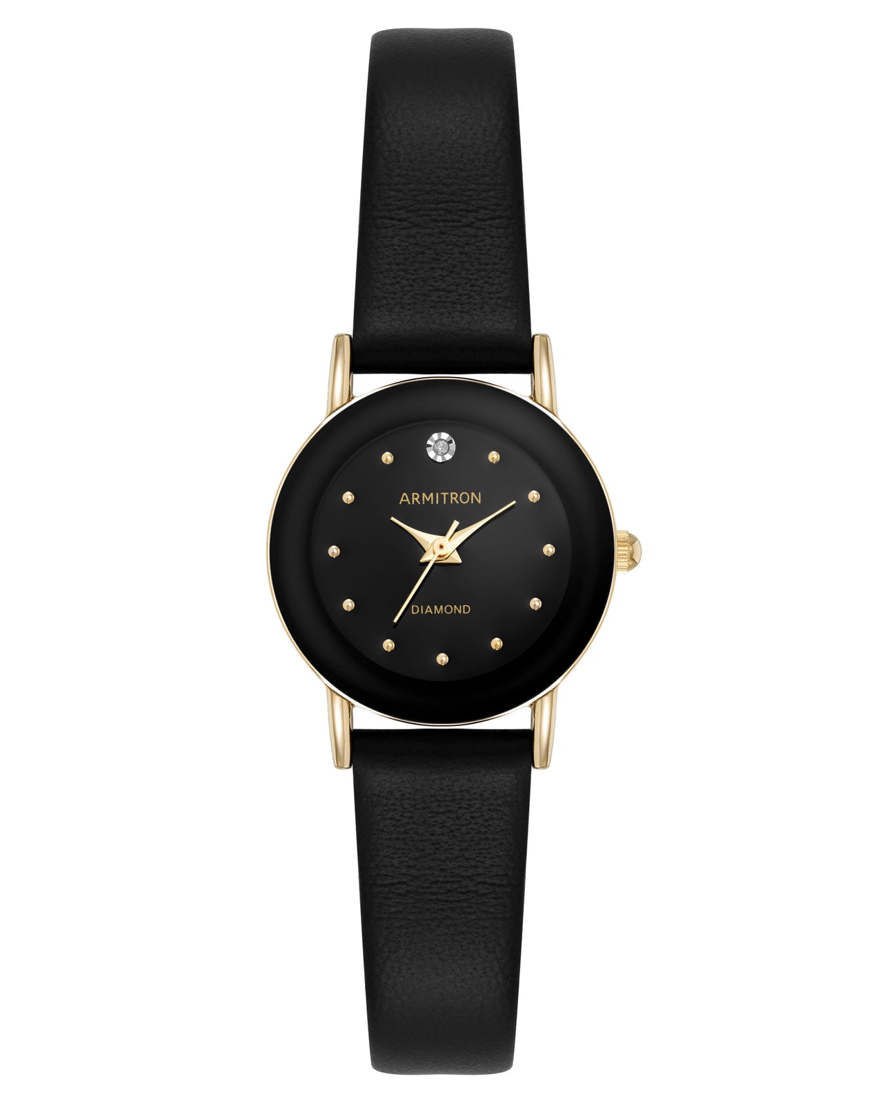 Armitron Women's Genuine Diamond Dial Leather Strap Watch 75/2447BLK-Armitron