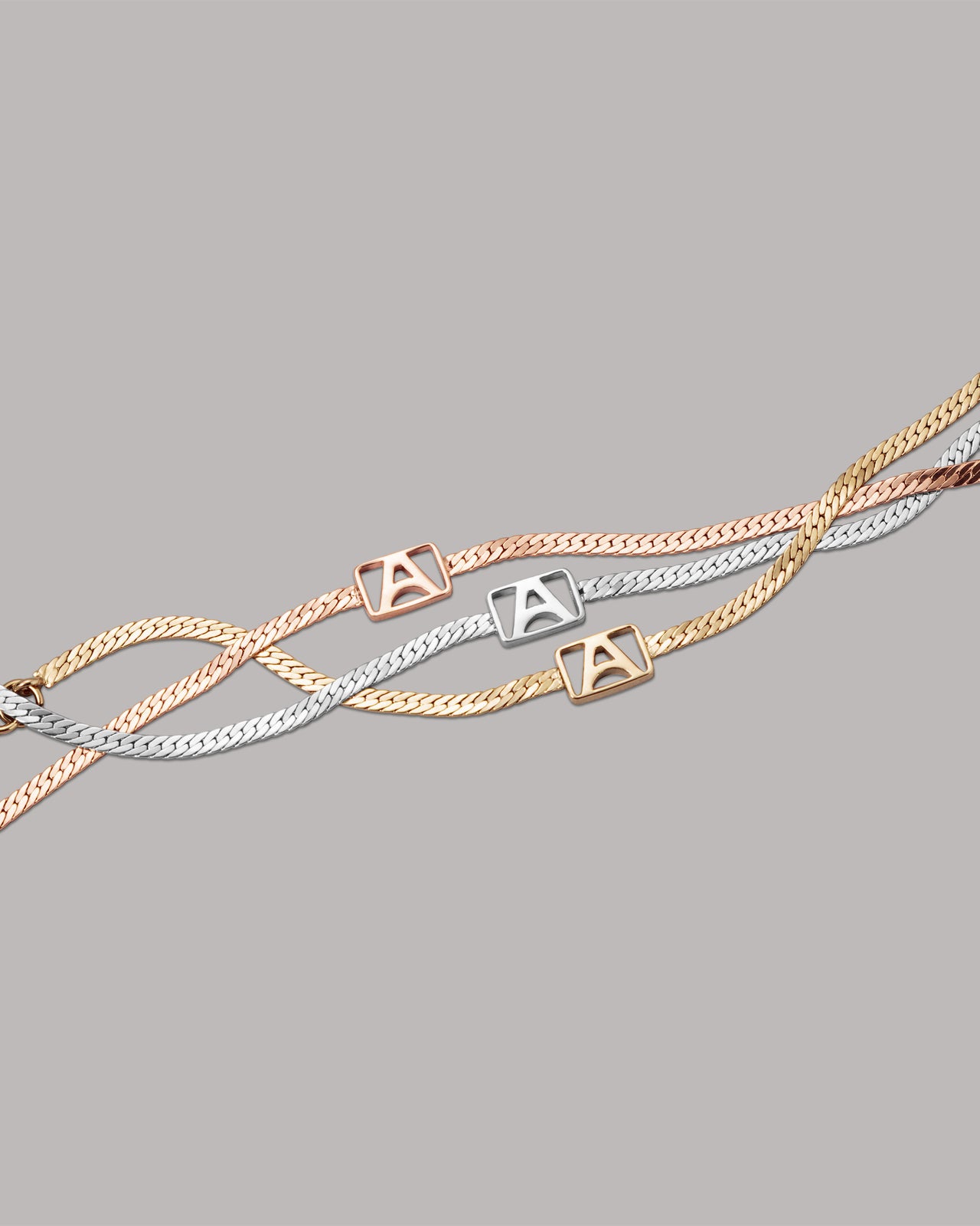 Herringbone & Logo Bracelet™ | Rose Gold