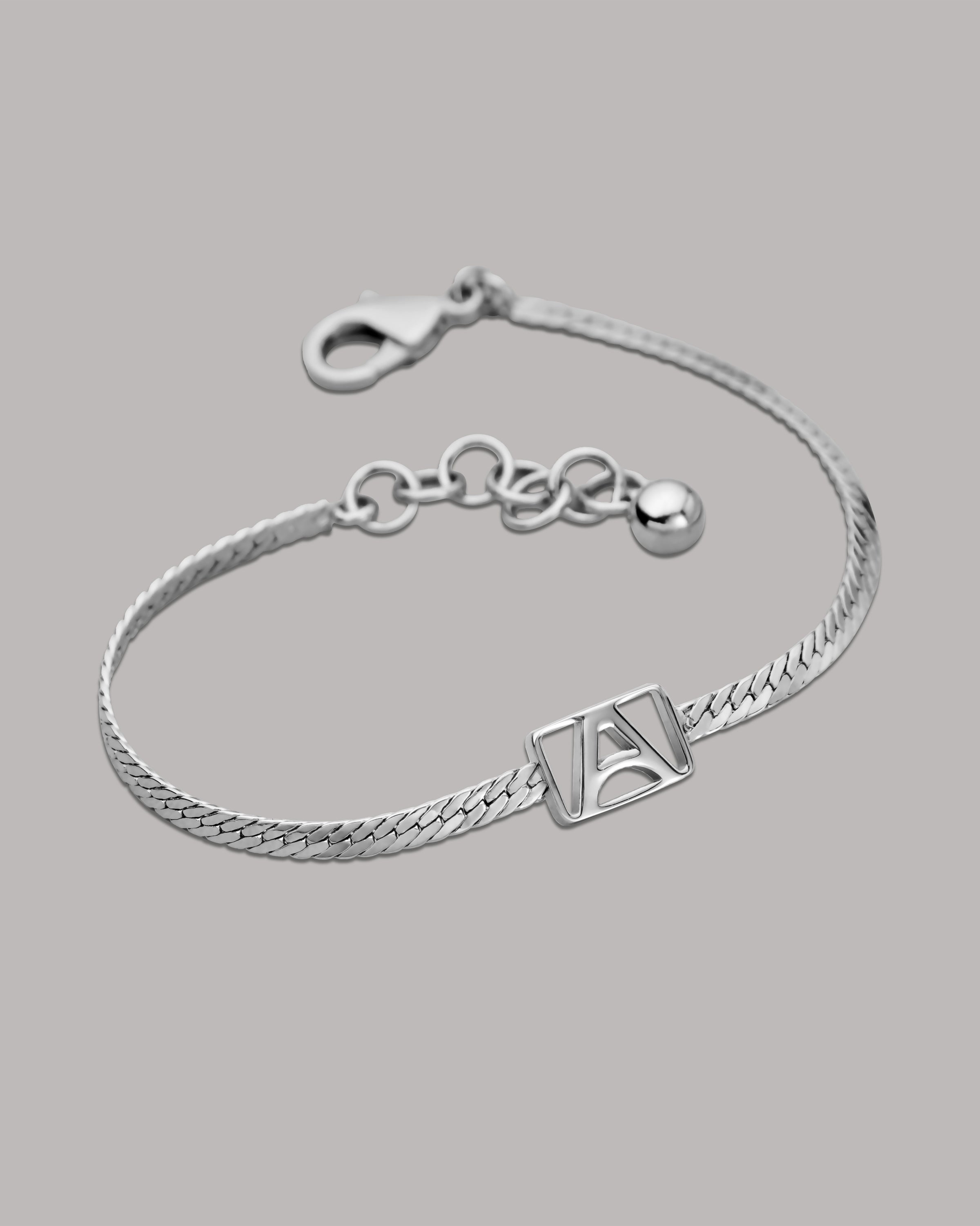Herringbone & Logo Bracelet™ | Silver
