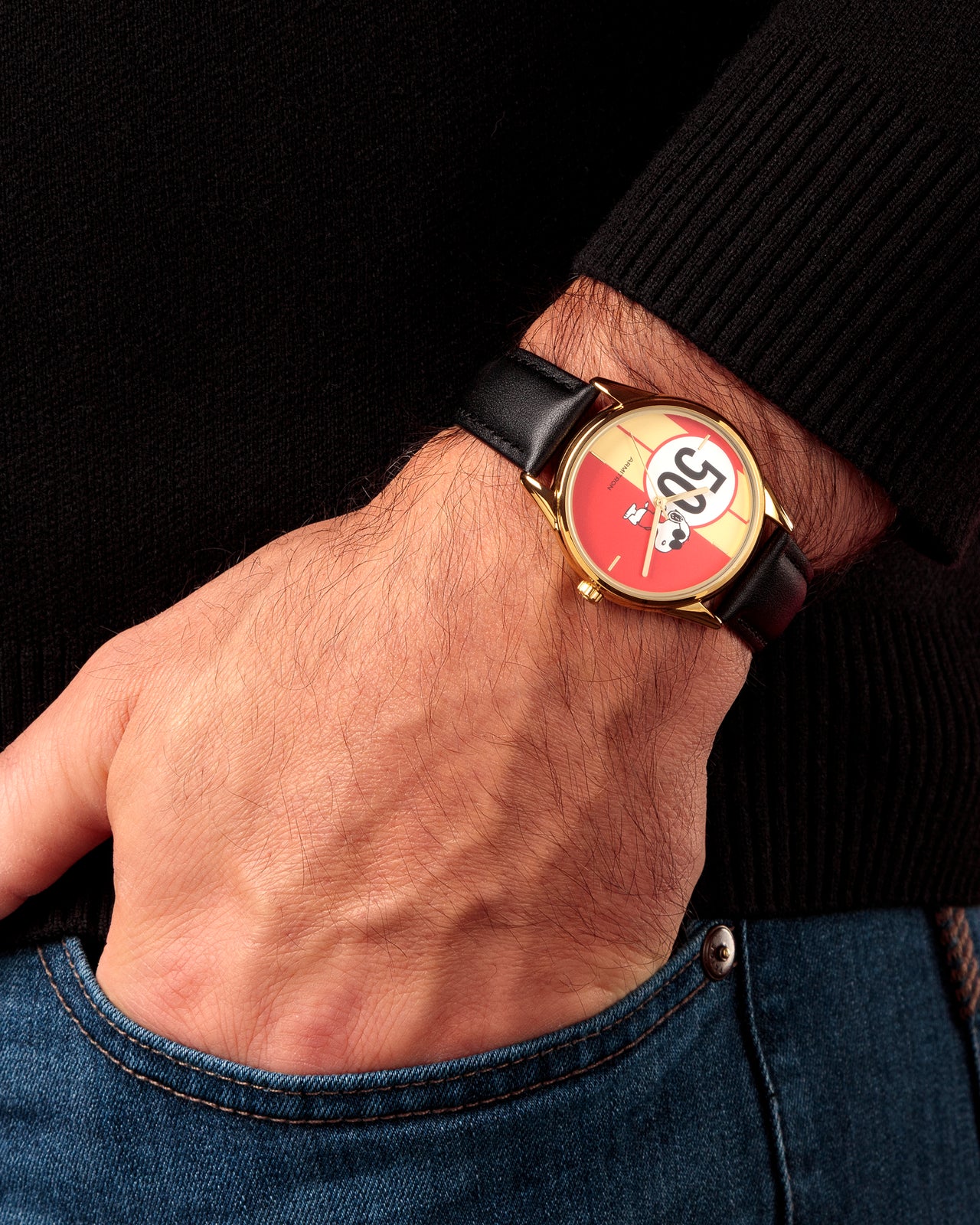 Armitron x Peanuts: Golden Cool | 36mm, Peanuts Black/Gold/Red-Men-Armitron