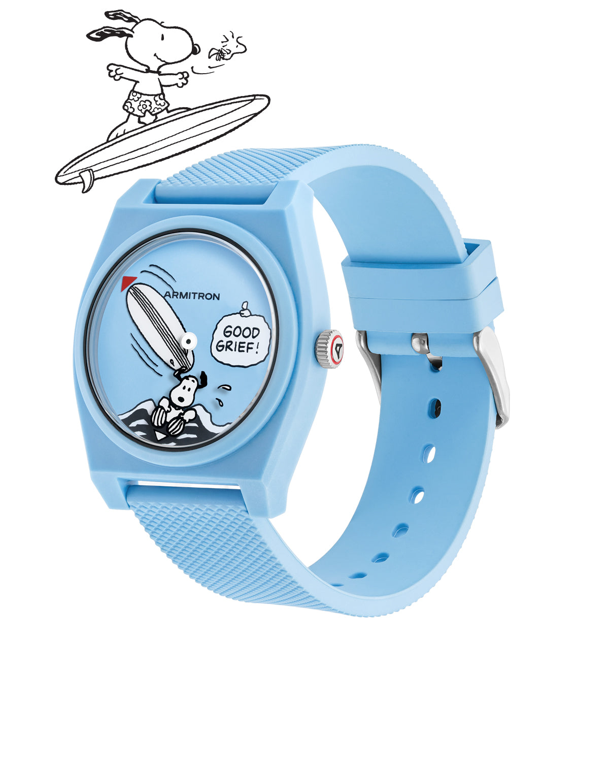 Armitron x Peanuts: Good Grief! | 36mm, Peanuts Blue Ocean Plastic-Women-Armitron