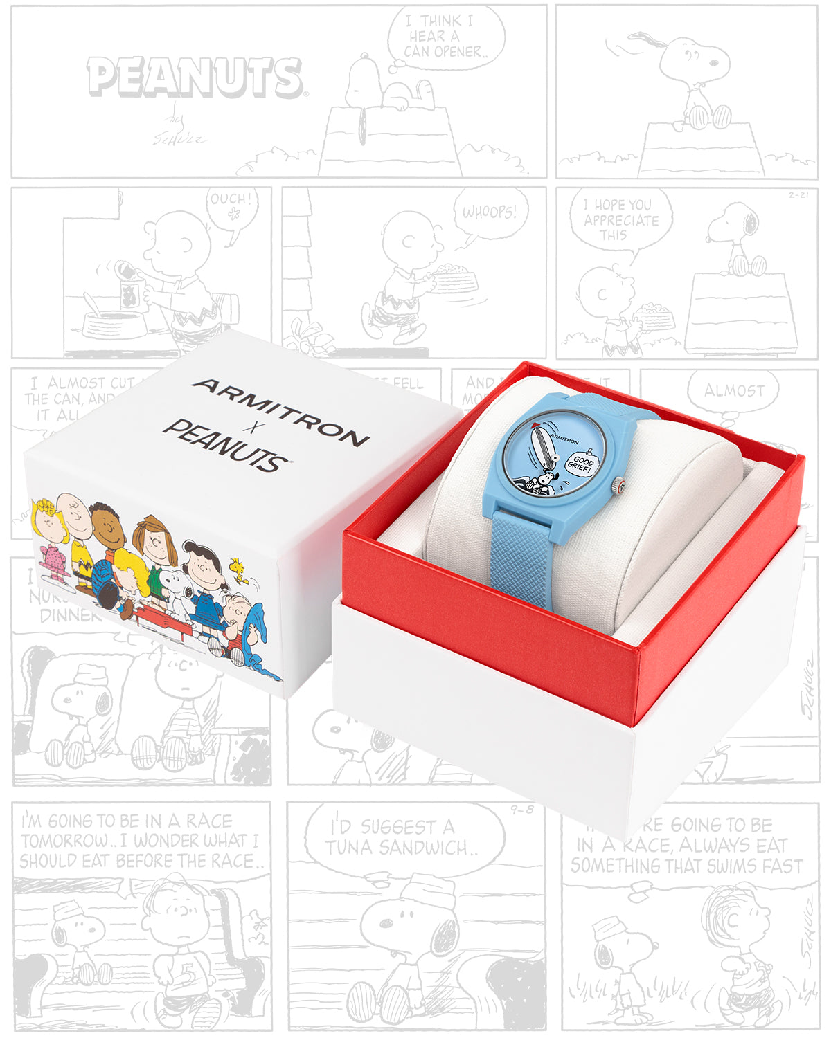 Armitron x Peanuts: Good Grief! | 36mm, Peanuts Blue Ocean Plastic-Women-Armitron