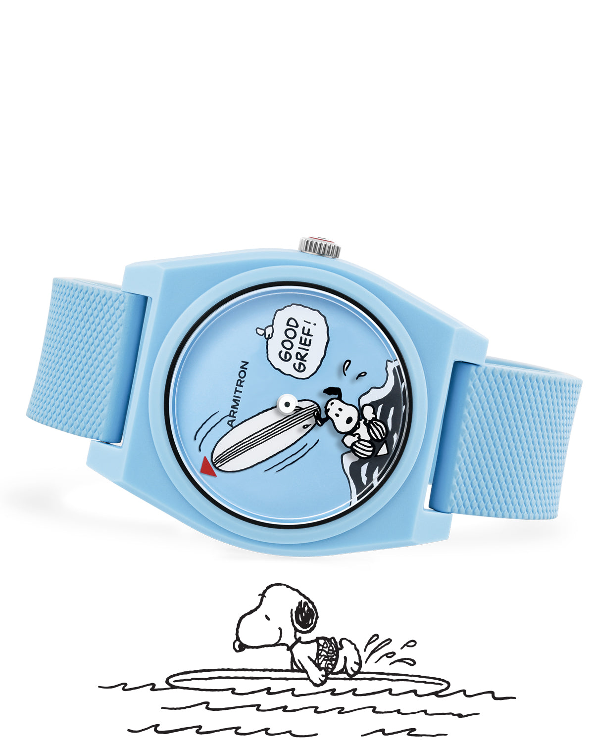 Armitron x Peanuts: Good Grief! | 36mm, Peanuts Blue Ocean Plastic-Women-Armitron
