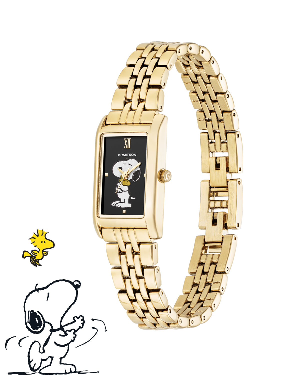 Armitron x Peanuts: Golden Hour | 20mm, Peanuts Gold/Black-Women-Armitron