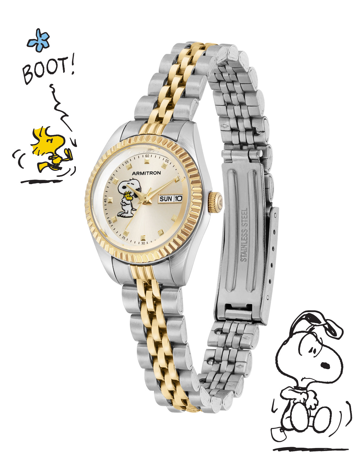 Armitron x Peanuts: The Hug | 24.5mm, Peanuts Two-Tone Gold/Silver-Women-Armitron