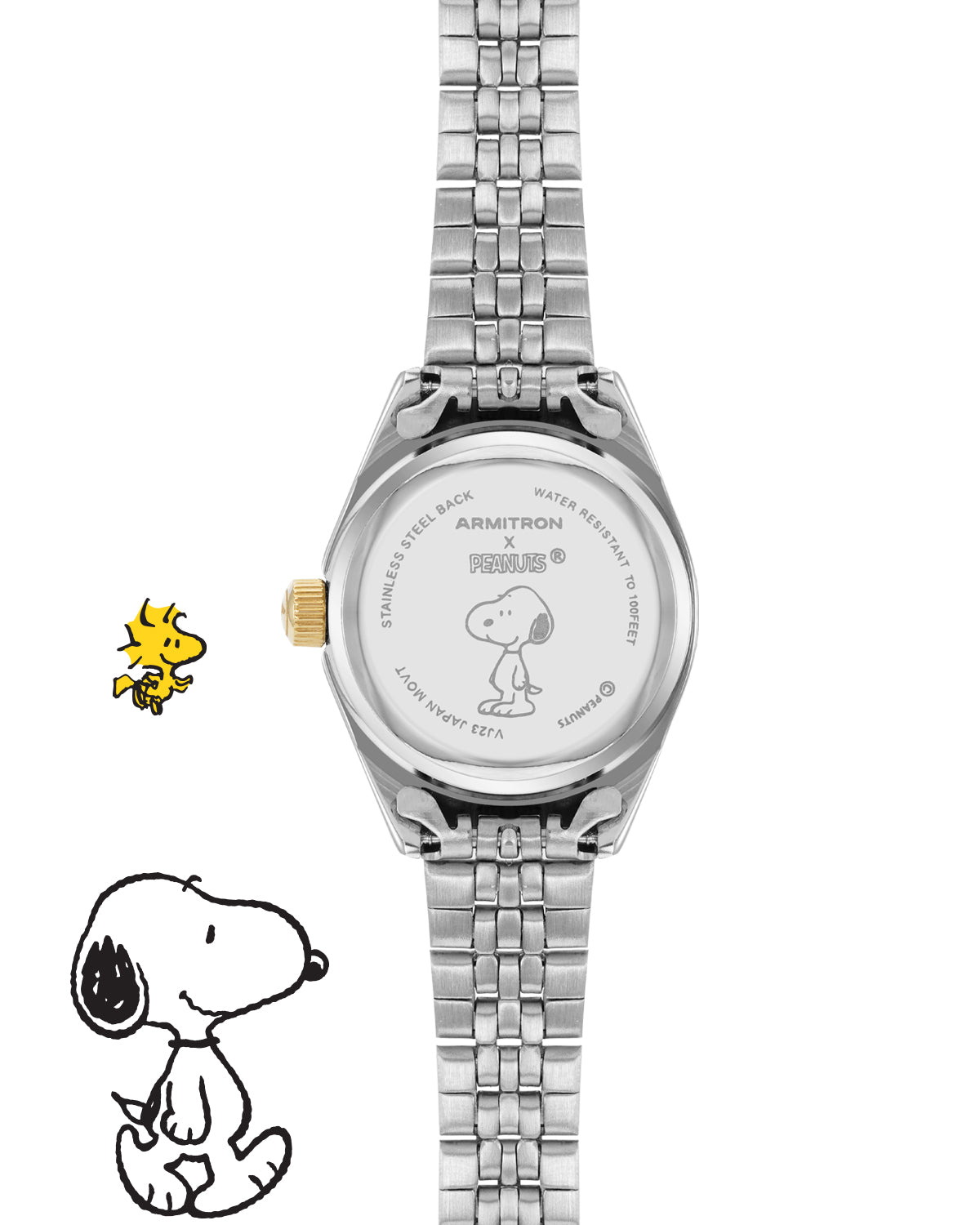 Armitron x Peanuts: The Hug | 24.5mm, Peanuts Two-Tone Gold/Silver-Women-Armitron