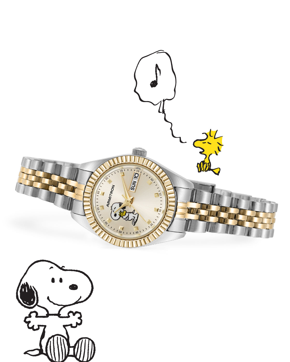 Armitron x Peanuts: The Hug | 24.5mm, Peanuts Two-Tone Gold/Silver-Women-Armitron