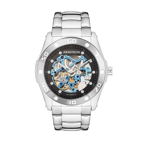 Skeleton™ 42mm, Silver/Black/Blue Men's Watches by Armitron