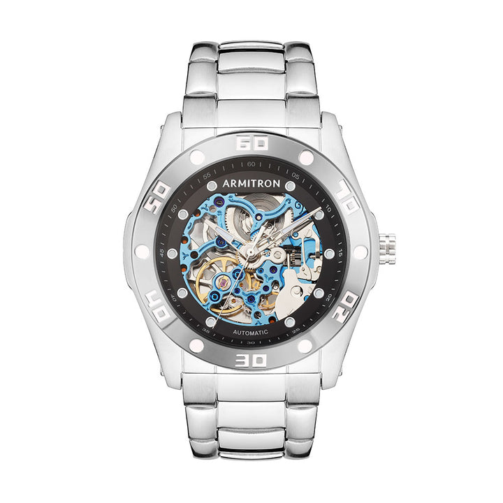 Skeleton™ 42mm, Silver/Black/Blue Men's Watches by Armitron